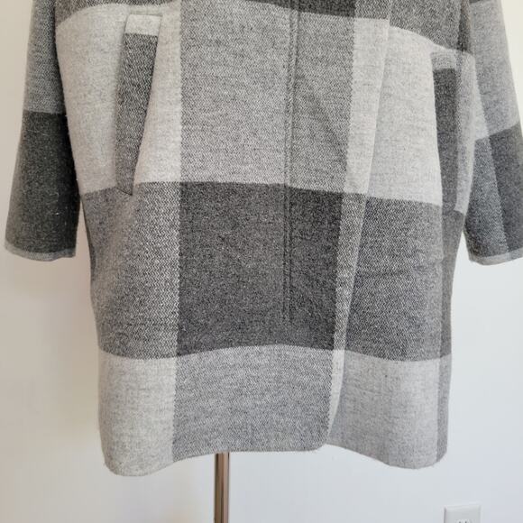 Marine Layer Stephanie Cocoon Coat Gray Buffalo Check Recycled Women XL - Picture 7 of 15